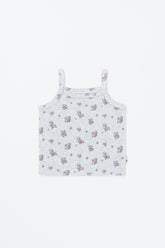 Avauma melange grey tank top for babies with berry floral pattern – cute and airy summer wear